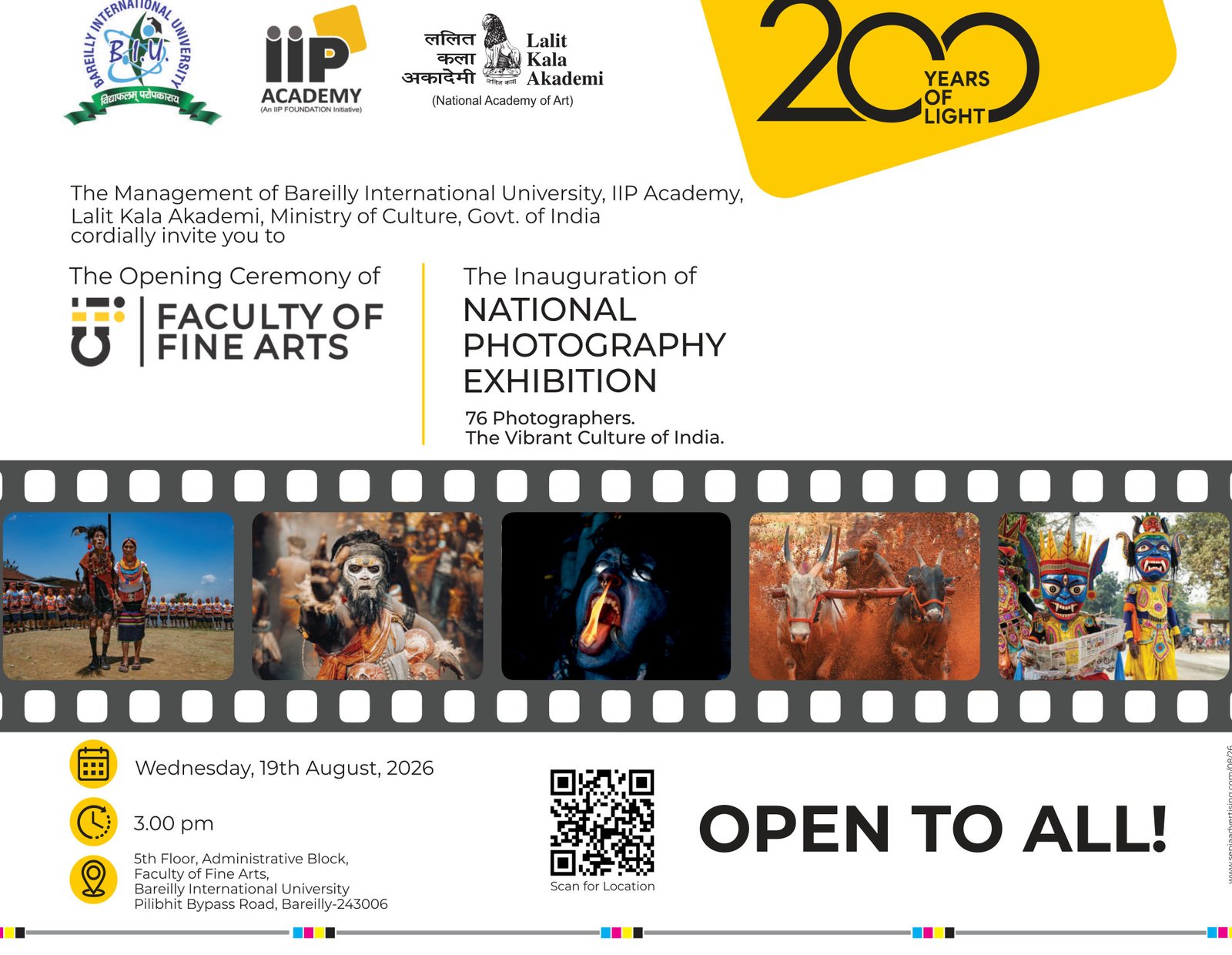 Official invitation — Faculty of Fine Arts opening ceremony and National Photography Exhibition, as printed in Amrit Vichar e-paper